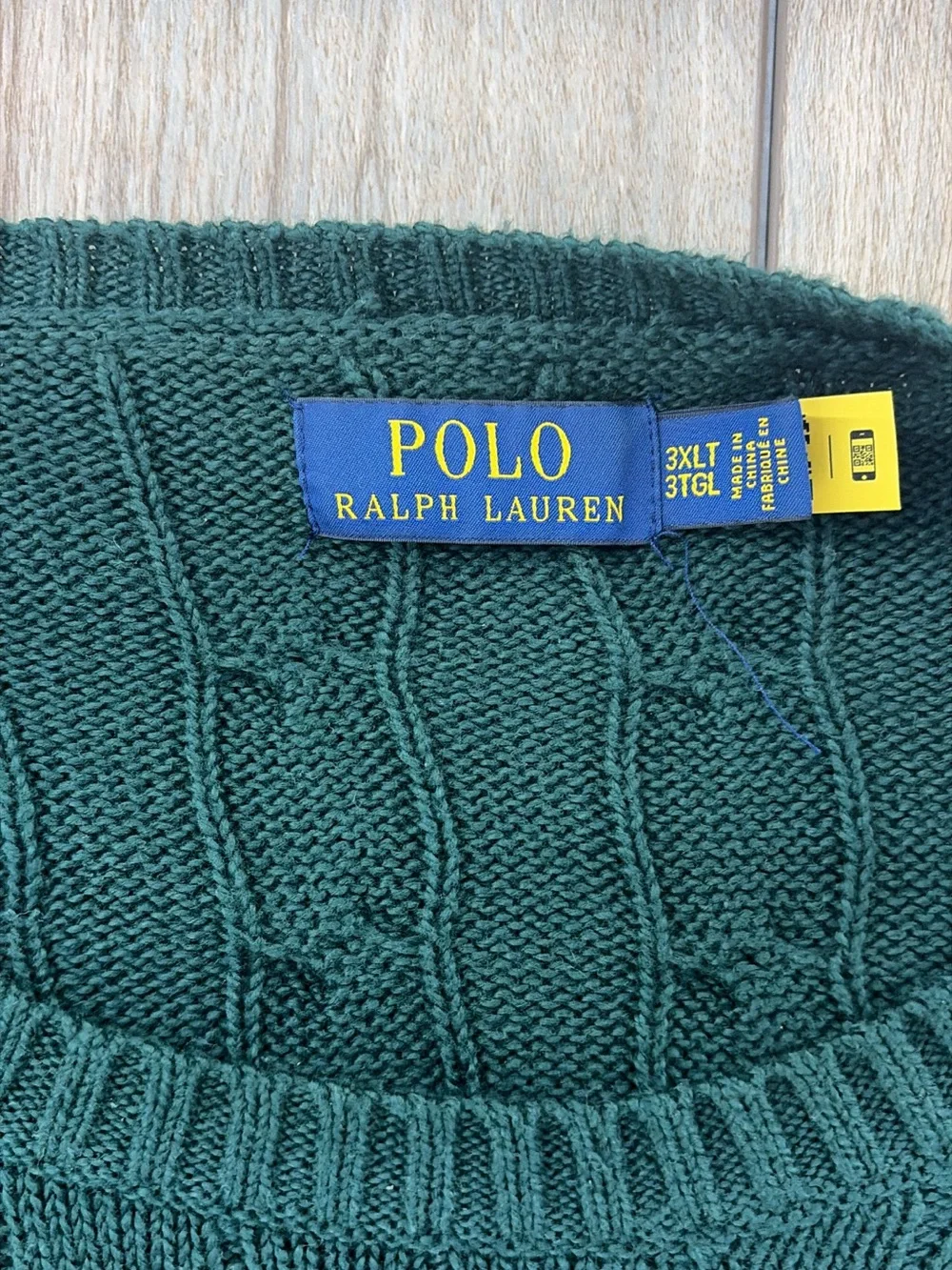 Ralph Lauren Dark Green Cable Knit Crewneck Sweater